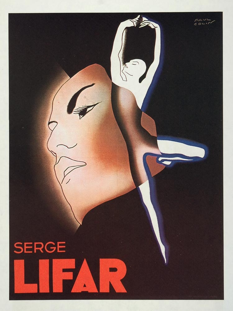 1975 Print Poster Serge Lifar Russian Ballet Dancer Face Paul Colin Abstract Art