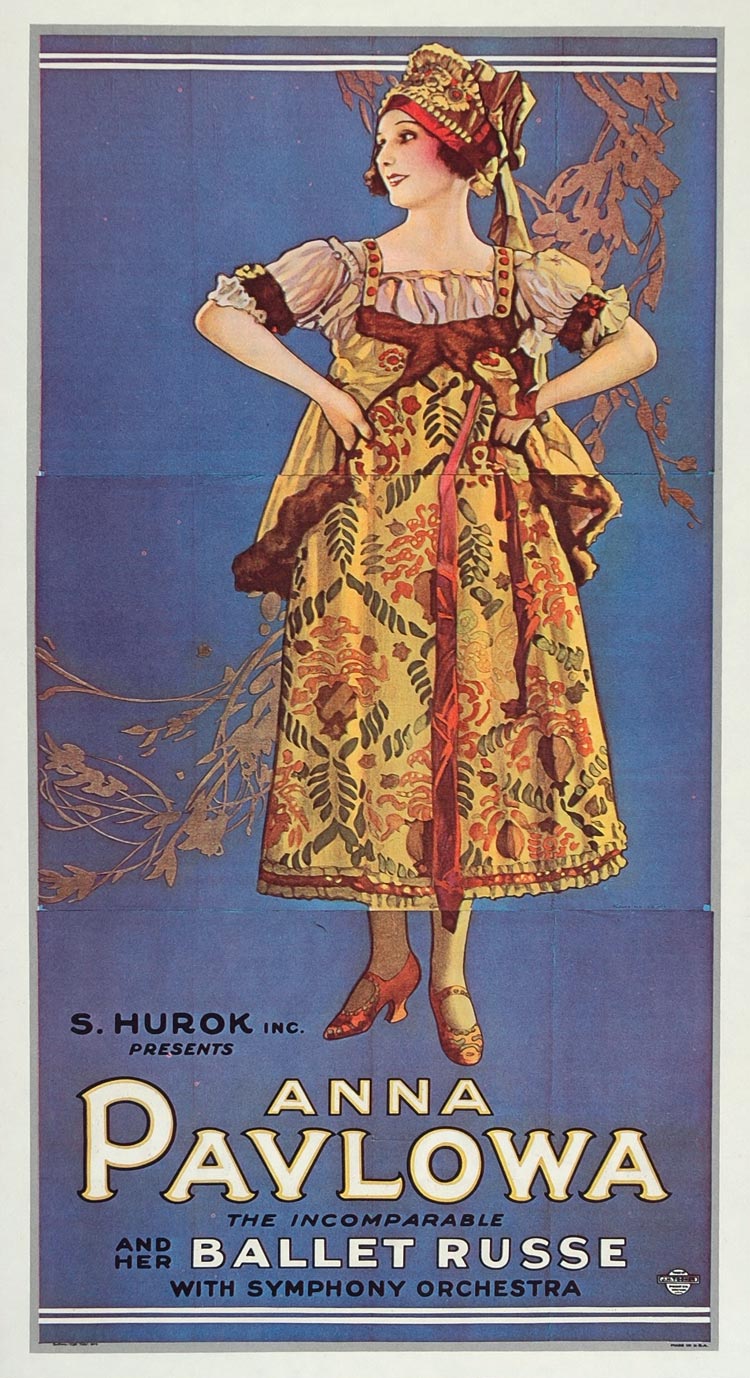 1975 Print Poster Anna Pavlova Russian Ballet Ballerina Czarina Waltz Costume