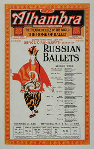 1975 Print Poster Picasso Art Russian Ballets Alhambra Theatre Serge Diaghilev