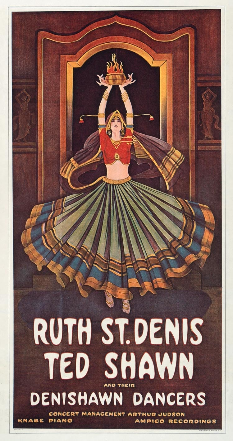 1975 Print Poster Dance Ruth St. Denis Ted Shawn Denishawn Dancer Indian Costume