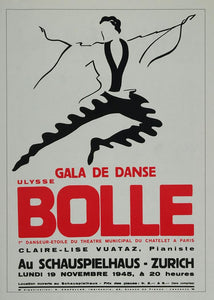 1975 Print Poster Art Dance Ulysse Bolle French Dancer Gala de Danse Zurich