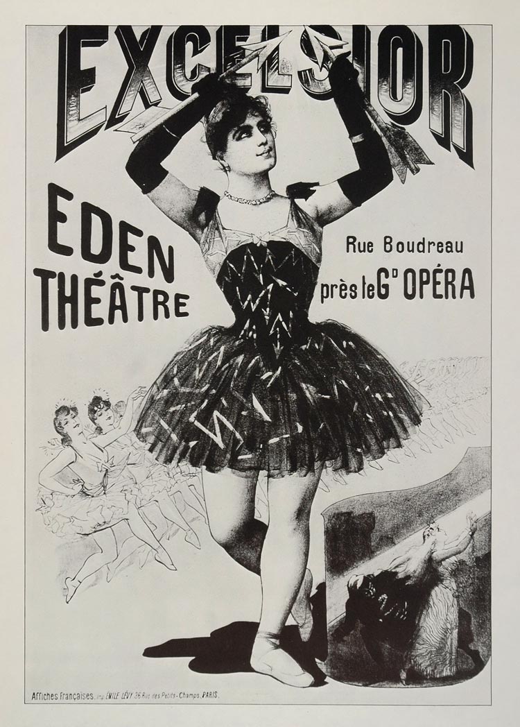 1975 Print Poster Art Dance Ballet Excelsior Ballerina Eden Theatre Paris Dancer