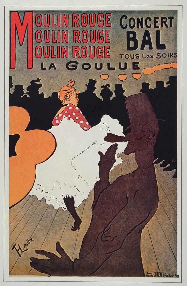 1975 Print Poster Art Henri de Toulouse-Lautrec Moulin Rouge La Goulue Dancer