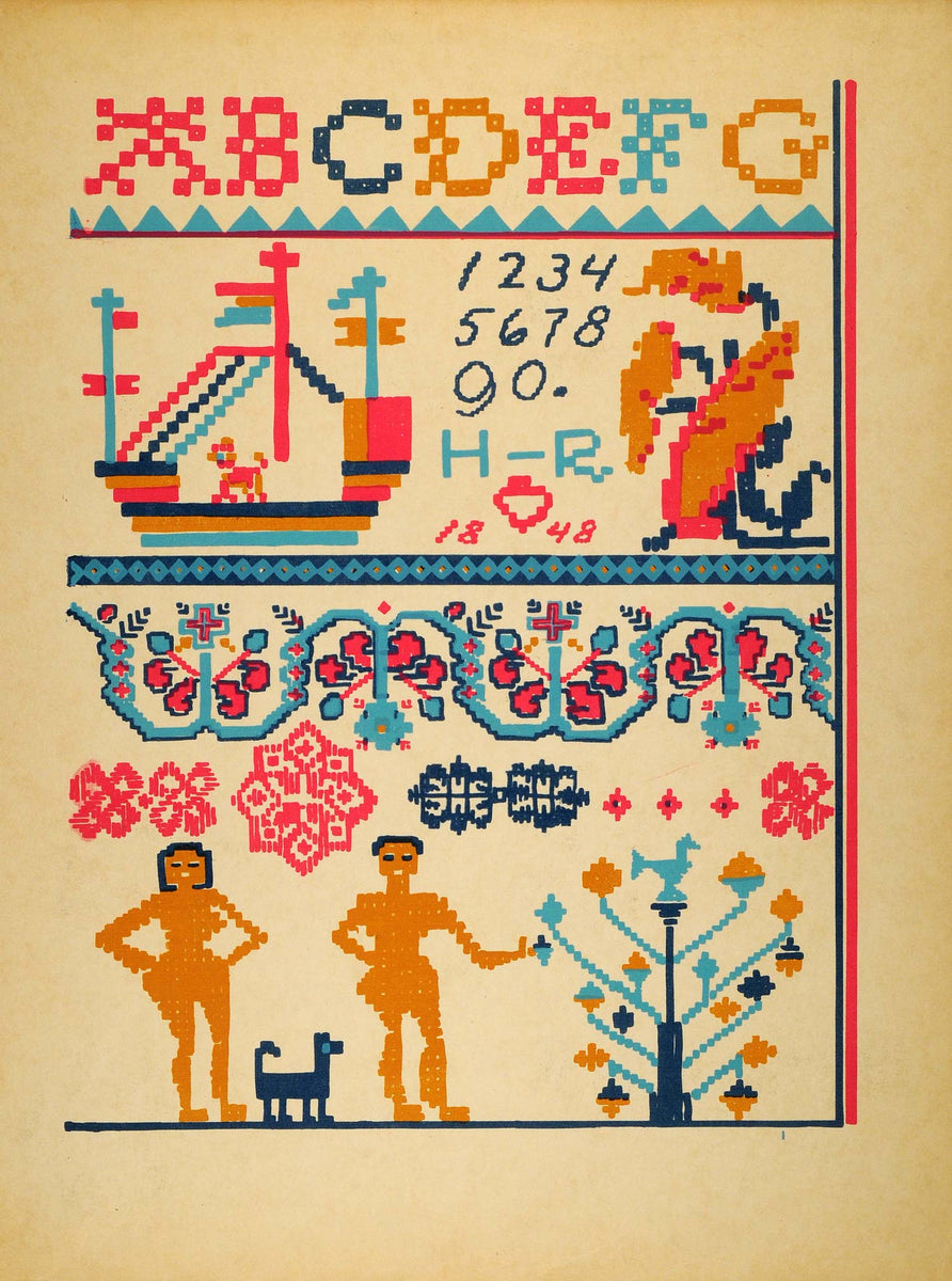 1948 Original Serigraph Embroidery Needlepoint Patterns Wisconsin DAW1 ...