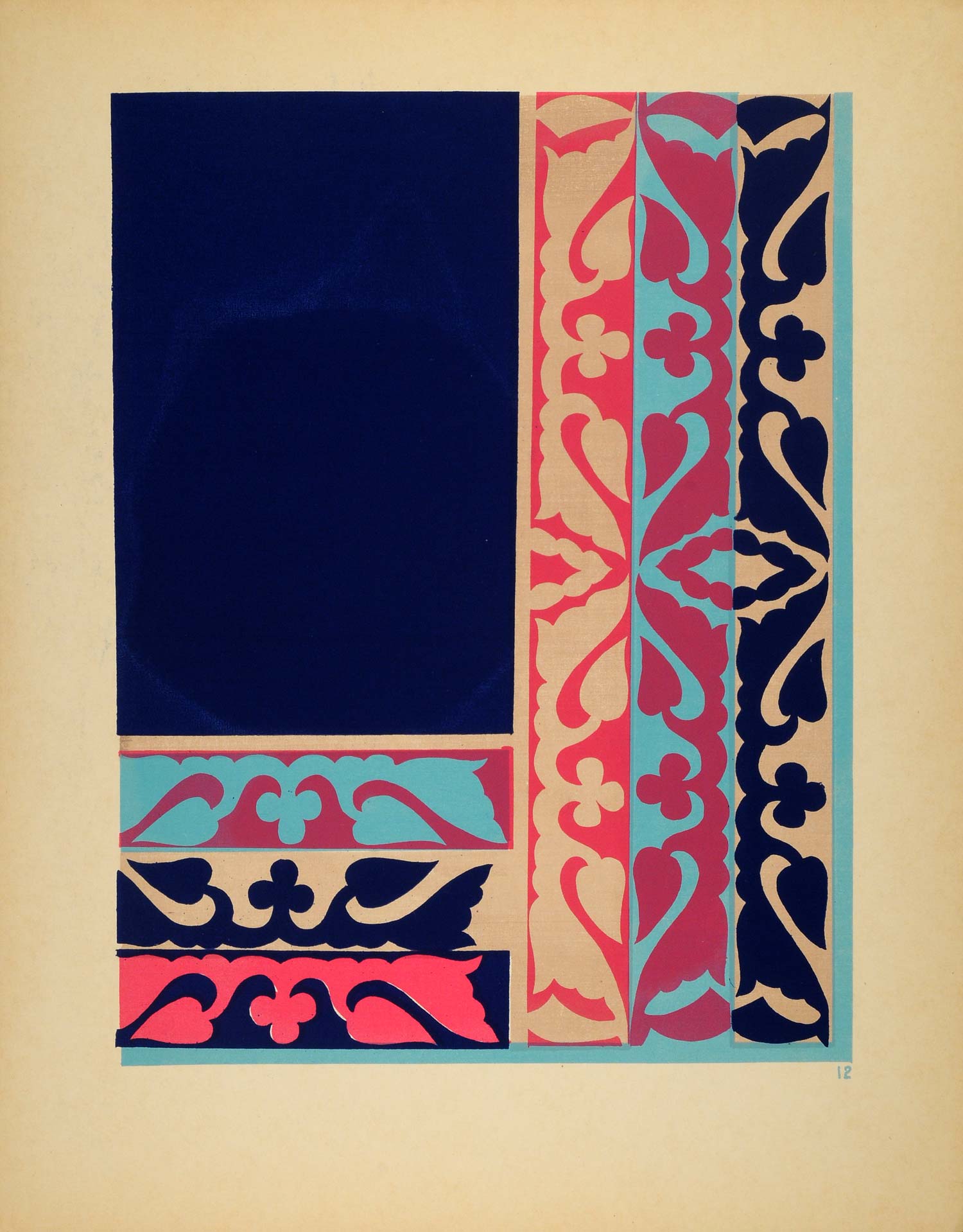 1948 Original Serigraph Winnebago Indian Blanket Floral Design Wisconsin DAW1