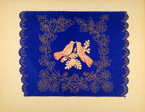 1948 Original Serigraph German Decorative Floral Bird Motif Art Design DAW1