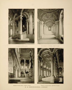 1901 Washington D. C. Congressional Library Interiors ORIGINAL HISTORIC IMAGE DC