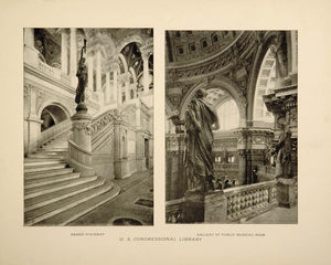 1901 Washington D. C. Congressional Library Interiors ORIGINAL HISTORIC IMAGE DC