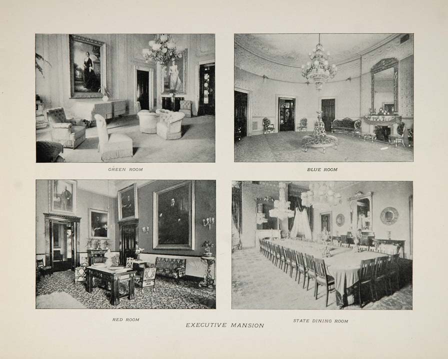 1901 Washington D. C. Executive Mansion East Room Print ORIGINAL HISTORIC DC