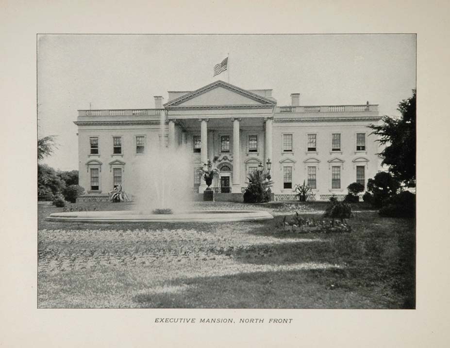 1901 Washington D. C. Executive Mansion North Front - ORIGINAL HISTORIC IMAGE DC