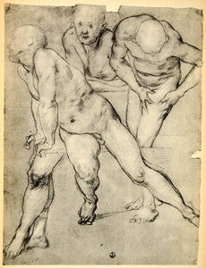 1943 Print Jacopo Carucci Pontormo Trio Nude Sketch Figures Pose Art DDP1