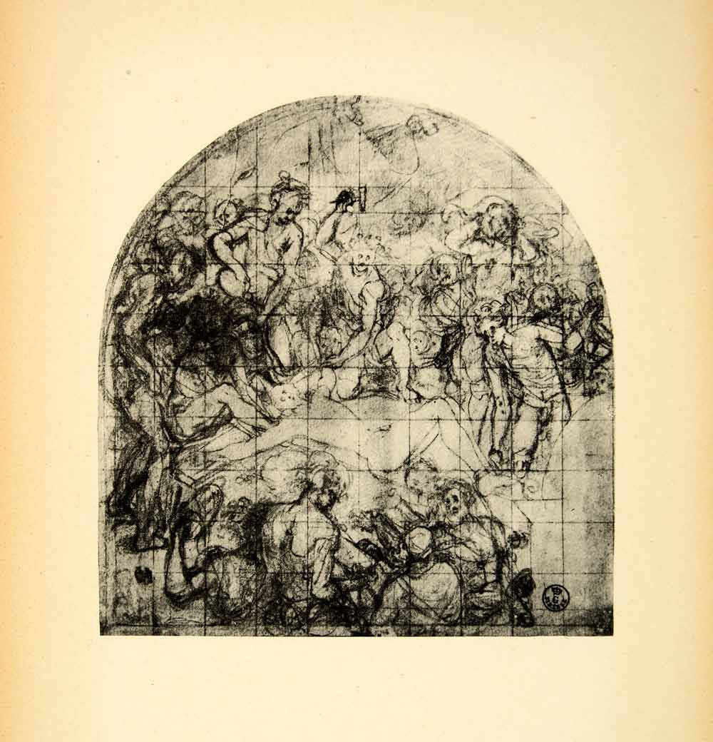 1943 Print Jacopo Carucci Pontormo Nailing Christ Cross Sketch Renaissance DDP1