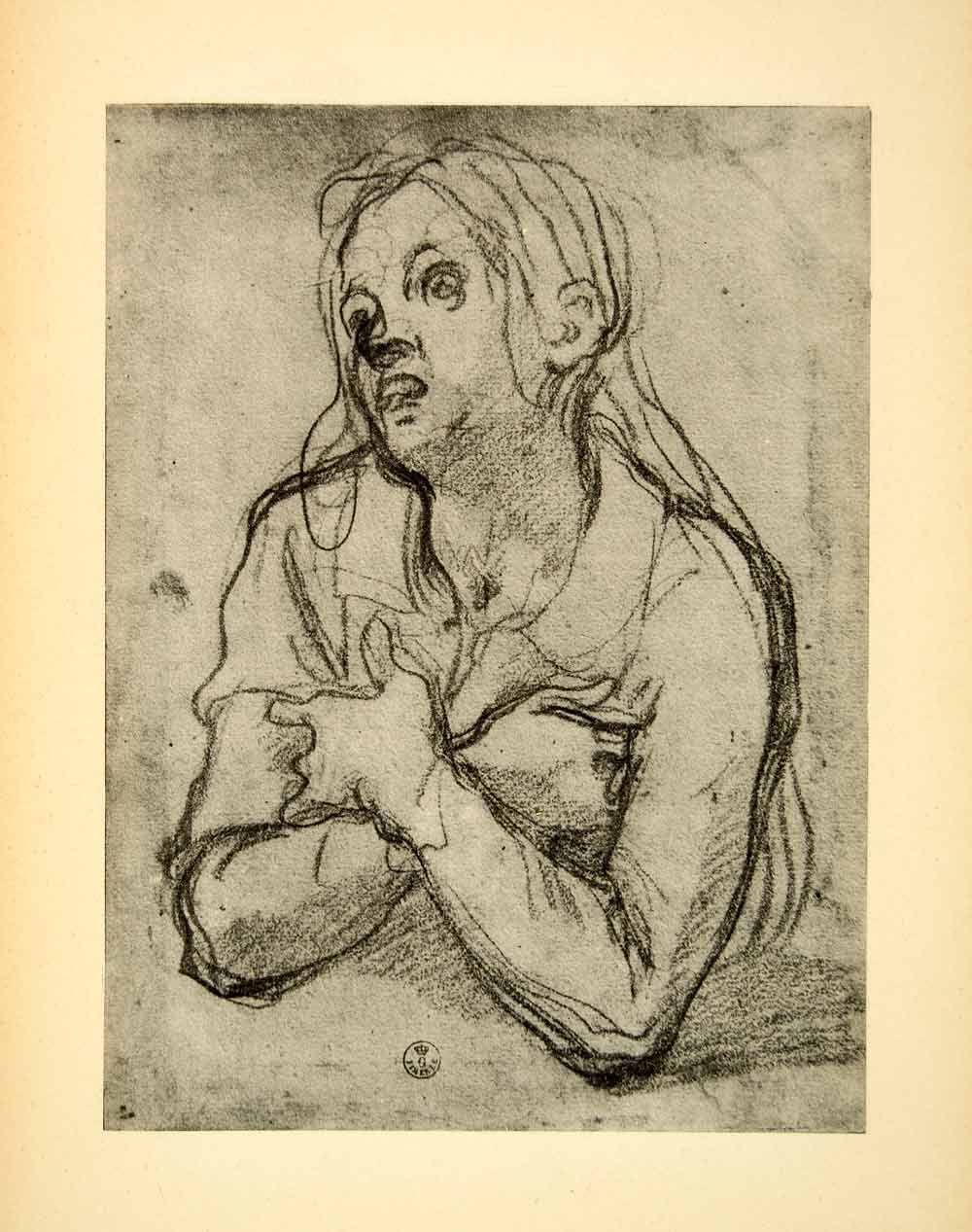 1943 Print Jacopo Carucci Pontormo Sketch Woman Italian Renaissance Girl DDP1