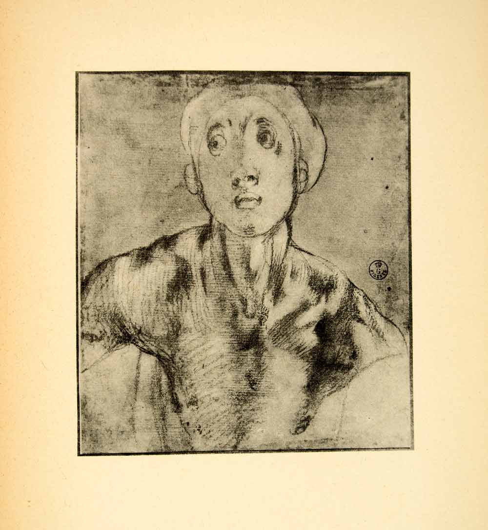 1943 Print Jacopo Carucci Pontormo Portrait Italian Man Renaissance Sketch DDP1