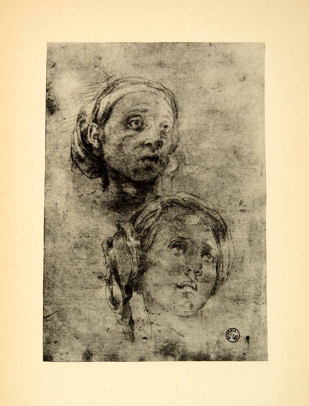 1943 Print Jacopo Carucci Pontormo Sketch Female Women Head Renaissance DDP1