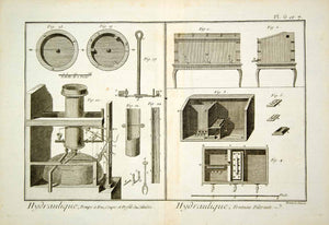 1778 Copper Engraving Antique Hydraulic Pump Machine Diderot Drawing Print DDR1