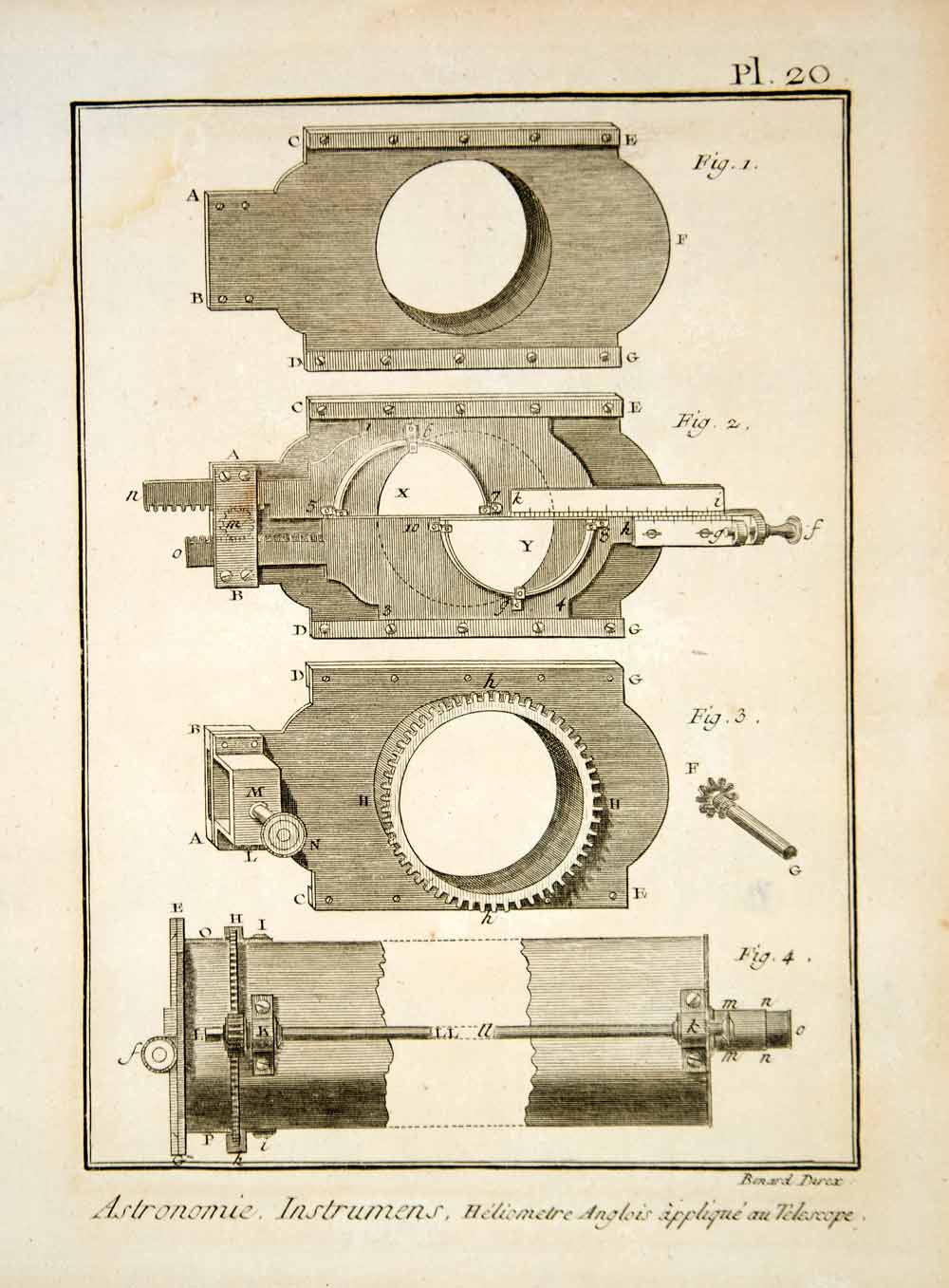 1778 Copper Engraving Antique Heliometer Astronomy Instrument Diderot Print DDR1