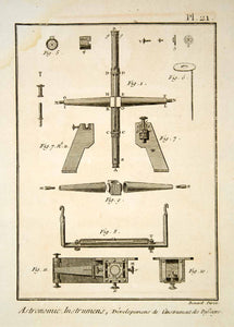 1778 Copper Engraving Antique Astronomy Instrument Transit Diderot Drawing DDR1