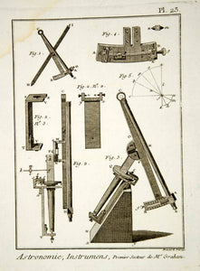 1778 Copper Engraving Antique Sector Graham Astronomy Instruments Diderot DDR1
