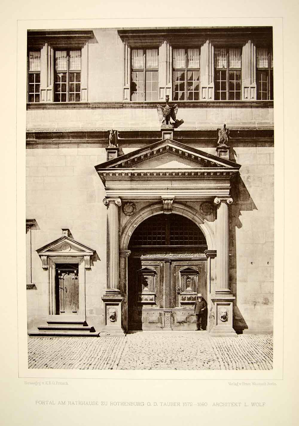 1888 Photogravure Rathhaus Door Rothenburg ob der Tauber Germany Town Hall DDR4