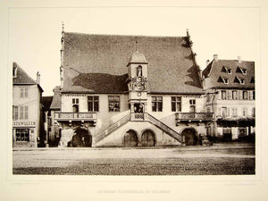 1888 Photogravure Molsheim Germany Rathhaus Stairs Renaissance Architecture DDR4