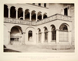 1888 Photogravure Baden-Baden Palace Window German Renaissance Architecture DDR4