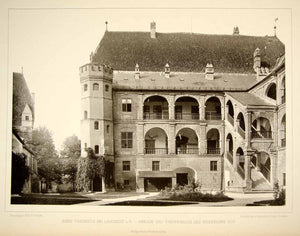 1888 Photogravure Trausnitz Castle Landshut German Renaissance Architecture DDR4 - Period Paper
