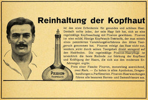 1914 Ad Shampoo Scalp Health Beauty Kopfhaut Haar Wash Soap Man Mustache DKU1