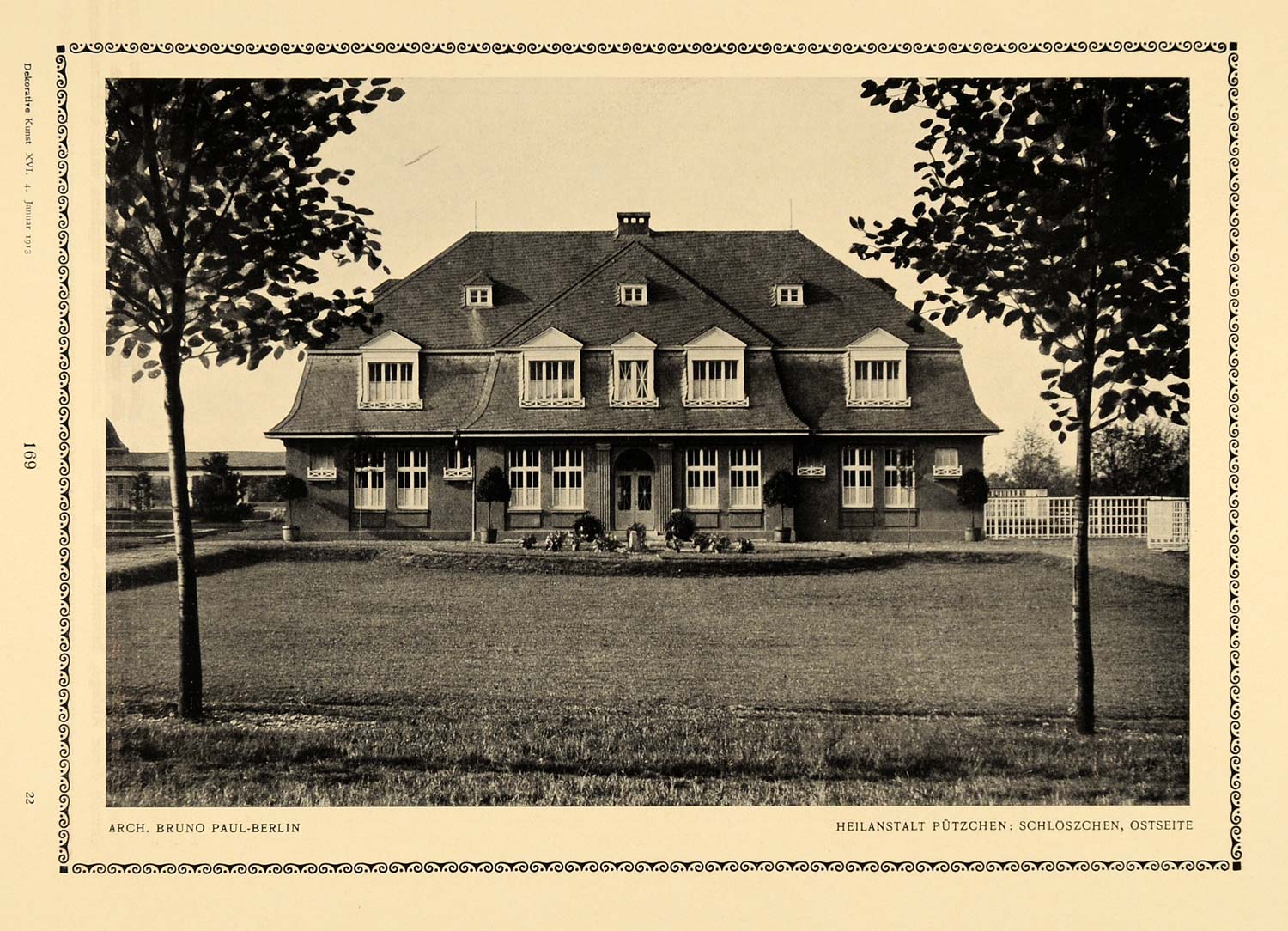 1913 Print Sanatorium Putzchen Bruno Paul Germany House Architect Building DKU1