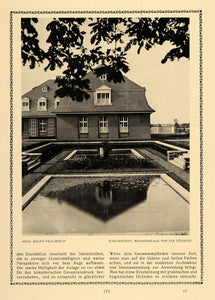 1913 Print Bruno Paul Water Fountain Pond Sanatorium Architect Pond DKU1