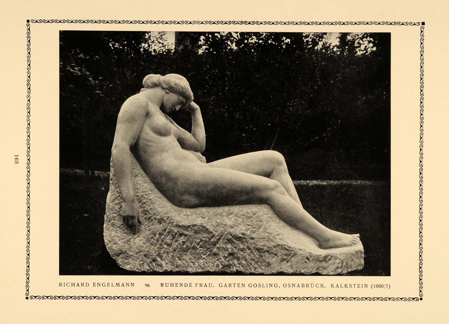 1913 Print Nude Woman Engelmann Garden Osnabruck Art Richard Engelmann DKU1