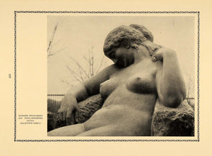 1913 Print Richard Engelmann Schlummernde Sculpture Nude Breast Limestone DKU1