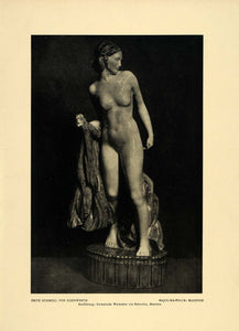 1914 Print Fritz Schmoll Eisenwerth Badende Sculpture Nude Majolika-Figur DKU1