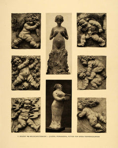 1915 Print Wood Carving Prima Donna Stair Railing Putti F Zelezny Prima DKU1
