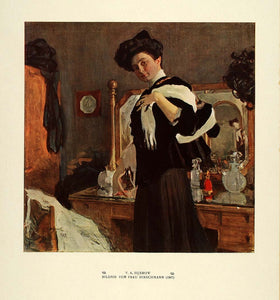 1914 Print Women Portrait Bedroom Vanity Mirror Shawl V A Ssejerow Frau DKU1