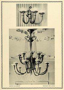 1914 Print Mount Luster Wandarm Chandelier Light Lamps Bunor Paul German DKU1