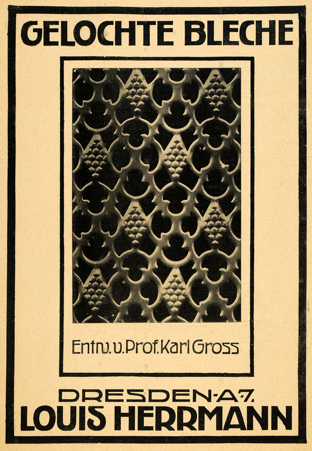 1914 Ad Louis Herrmann Punched Sheet Metal Art Decor Karl Gross Dresden DKU1