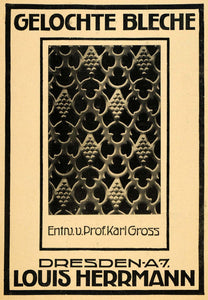 1914 Ad Louis Herrmann Punched Sheet Metal Art Decor Karl Gross Dresden DKU1
