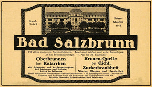 1914 Ad Salzbrunn Baths Hotel Germany Lodging Travel Accommodate Vacation DKU1