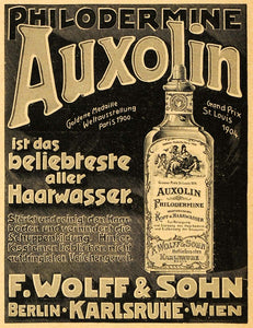 1914 Ad F. Wolff Berlin Germany Auxolin Violet Scented Hair Care Beauty DKU1