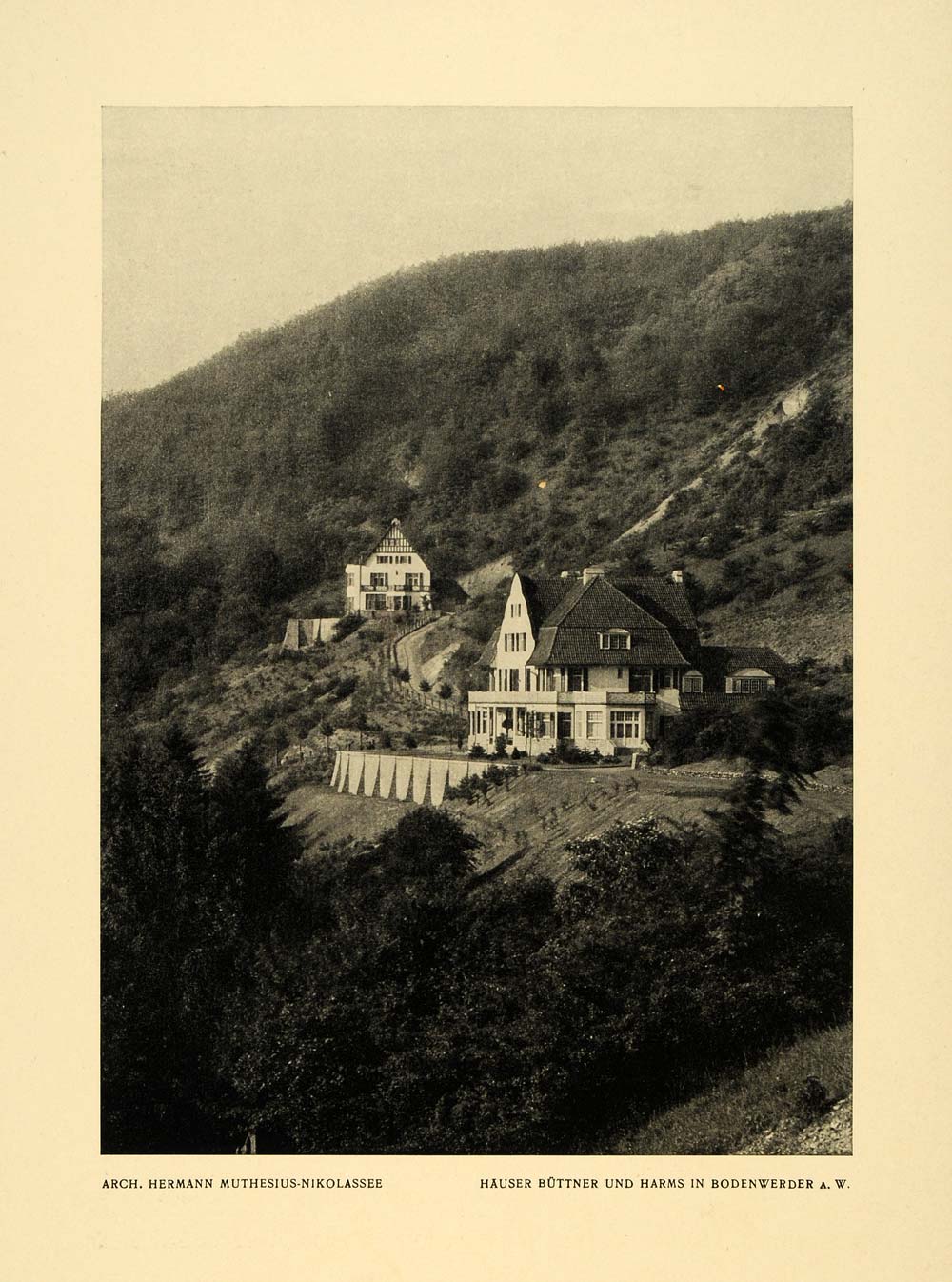1913 Print Hauser Buttner Harms Bodenwerder Hillside Hermann Muthesius DKU1