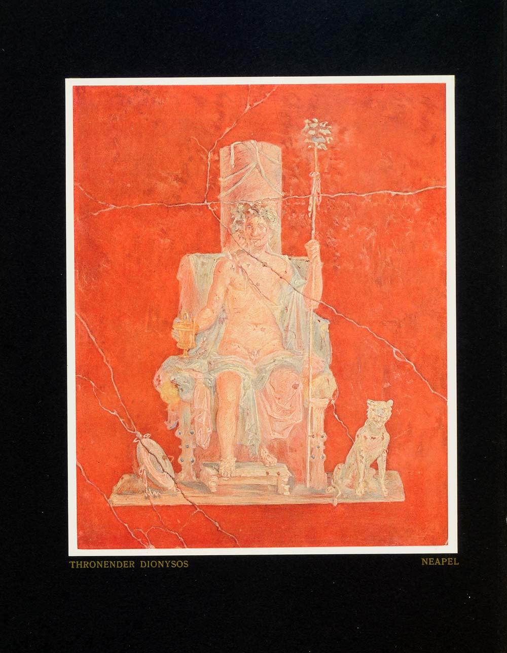 1913 Print Dionysos Enthroned Goblet Wine God Greek Art Neapel Scepter DKU1