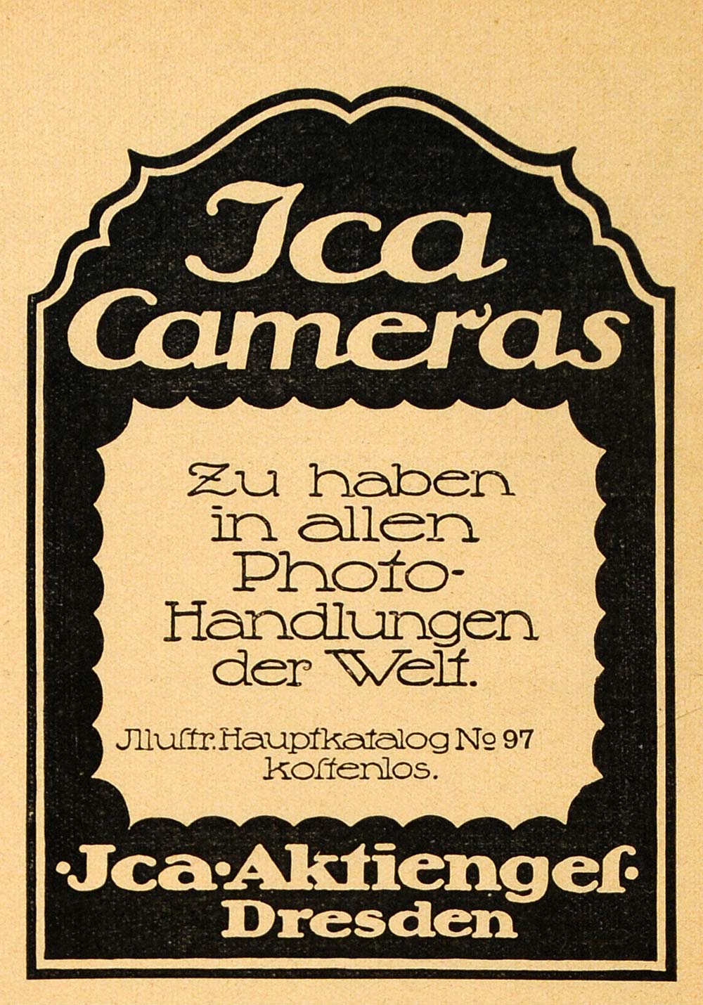 1913 Ad Jca Cameras Photography Pictures Film Appliance Language Dresden DKU1