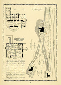 1913 Print Floor Plan House Build Harms Buttner Map Art Blue Print Layout DKU1