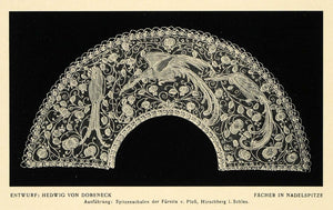 1915 Print Needlepoint Birds Long Neck Lace Doily Art Feathers Decorative DKU1