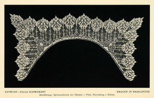 1915 Print Needlepoint Lace Collar Decorative Clothing Design Neck DKU1