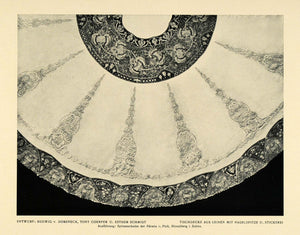 1915 Print Linen Tablecloth Embroidery Needlepoint Art ORIGINAL HISTORIC DKU1