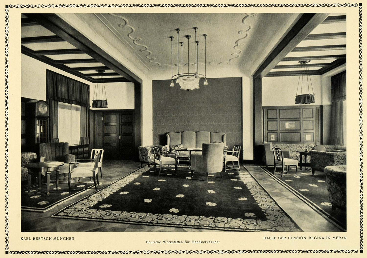 1913 Print Pension Regina Hall Interior Design Rug Art Architecture Pa ...