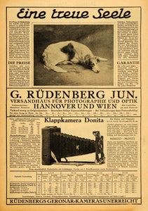 1914 Print G. Rudenberg Photography Film Models Cameras Hannover Germany DKU1