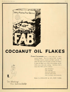 1922 Ad Colgate FAB Cocoanut Oil Flakes Soap Cleaner Box Fabric Wash NY DL2